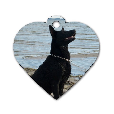 Black German Shepherd Dog Tag Heart (Two Sided) from ArtsNow.com Front
