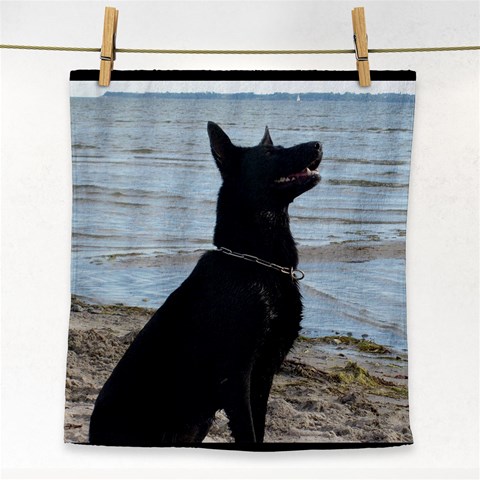 Black German Shepherd Face Towel from ArtsNow.com Front