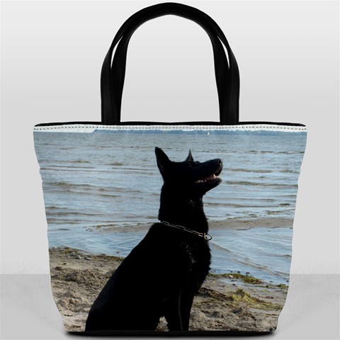 Black German Shepherd Bucket Handbag from ArtsNow.com Front