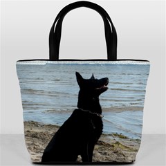 Black German Shepherd Bucket Handbag from ArtsNow.com Front