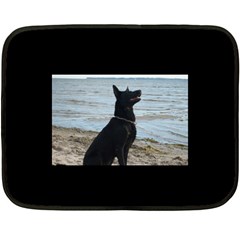 Black German Shepherd Mini Fleece Blanket (Two Sided) from ArtsNow.com 35 x27  Blanket Back