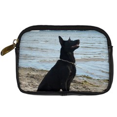 Black German Shepherd Digital Camera Leather Case from ArtsNow.com Front