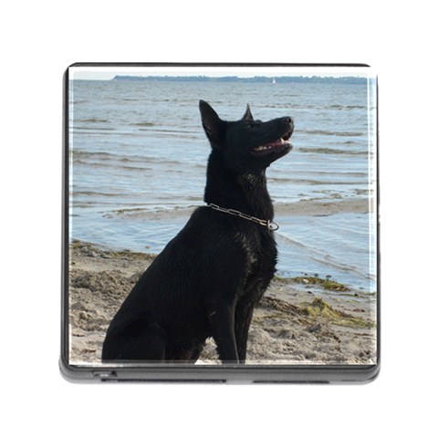 Black German Shepherd Memory Card Reader with Storage (Square) from ArtsNow.com Front
