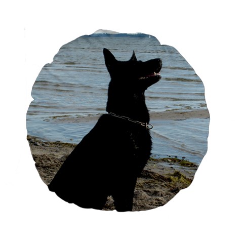Black German Shepherd 15  Premium Round Cushion  from ArtsNow.com Front
