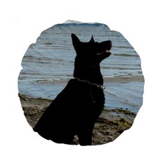 Black German Shepherd 15  Premium Round Cushion  from ArtsNow.com Back