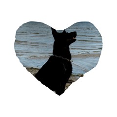 Black German Shepherd 16  Premium Heart Shape Cushion  from ArtsNow.com Front