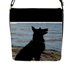 Black German Shepherd Flap Closure Messenger Bag (Large)