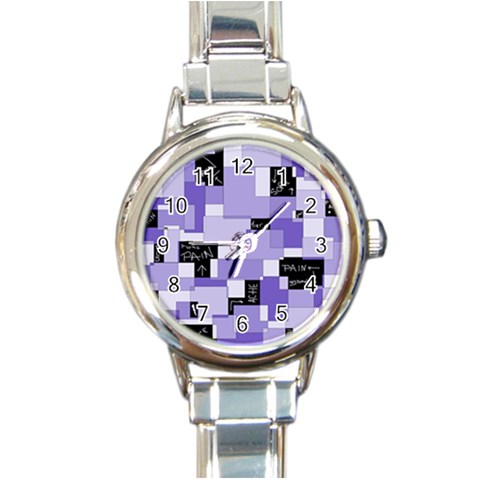 Purple Pain Modular Round Italian Charm Watch from ArtsNow.com Front