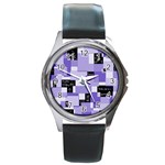 Purple Pain Modular Round Leather Watch (Silver Rim)