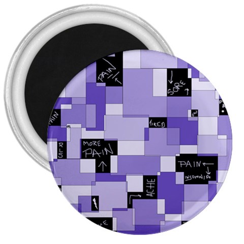 Purple Pain Modular 3  Button Magnet from ArtsNow.com Front