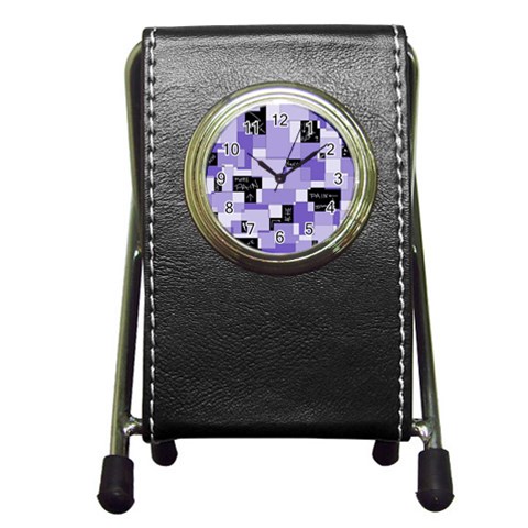 Purple Pain Modular Stationery Holder Clock from ArtsNow.com Front