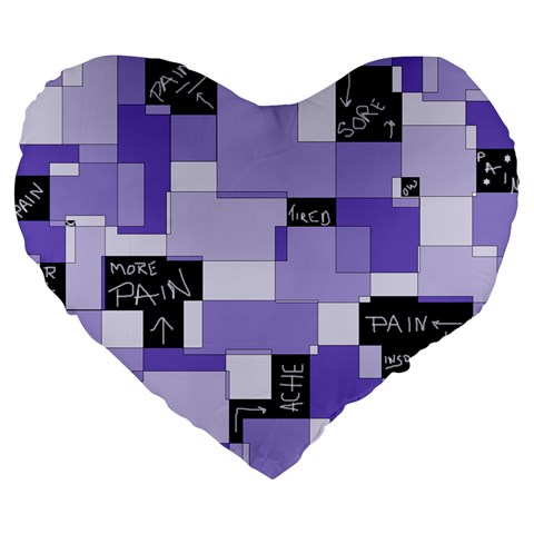 Purple Pain Modular 19  Premium Heart Shape Cushion from ArtsNow.com Front