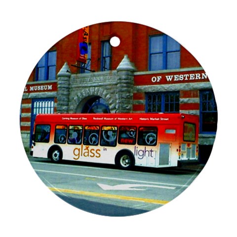 Double Decker Bus   Ave Hurley   Round Ornament from ArtsNow.com Front