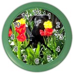 Black GSD Pup Wall Clock (Color)