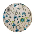 Whimsical Flowers Blue Round Ornament