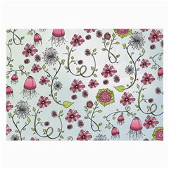 Pink whimsical flowers on blue Glasses Cloth (Large, Two Sided) from ArtsNow.com Front