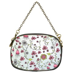 Pink whimsical flowers on blue Chain Purse (Two Sided)  from ArtsNow.com Back
