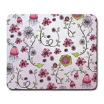 Pink whimsical flowers on pink Large Mouse Pad (Rectangle)