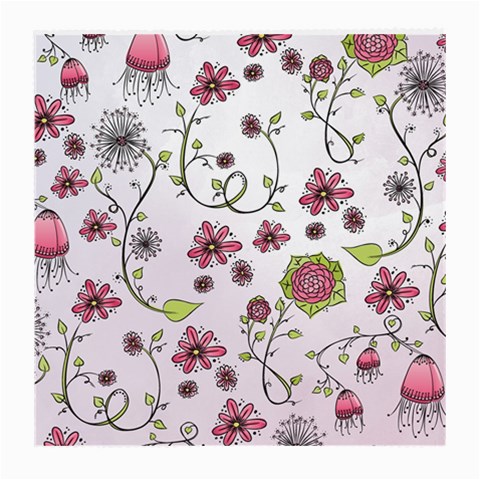 Pink whimsical flowers on pink Glasses Cloth (Medium, Two Sided) from ArtsNow.com Front