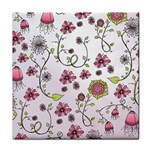 Pink whimsical flowers on pink Face Towel