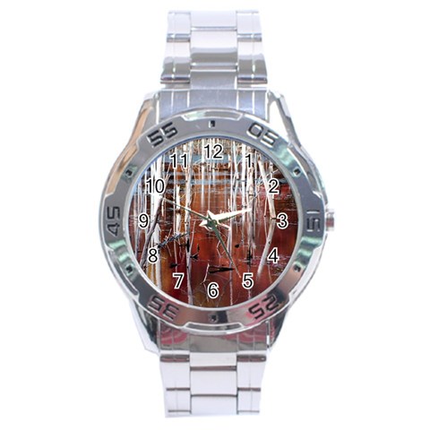 Automn Swamp Stainless Steel Watch from ArtsNow.com Front