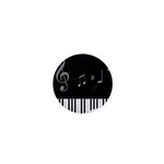 Whimsical Piano keys and music notes 1  Mini Button