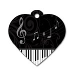 Whimsical Piano keys and music notes Dog Tag Heart (Two Sides)
