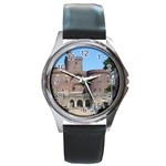 Helsingborg Castle Round Leather Watch (Silver Rim)