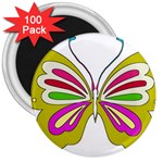 Color Butterfly  3  Button Magnet (100 pack)