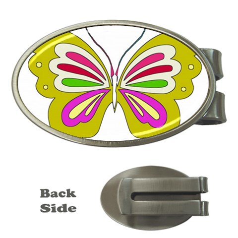 Color Butterfly  Money Clip (Oval) from ArtsNow.com Front