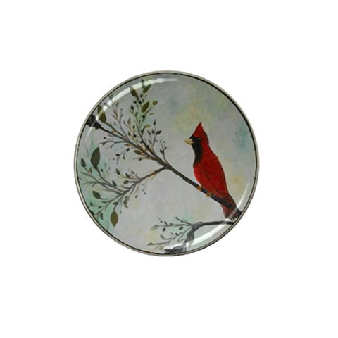Sweet Red Cardinal Golf Ball Marker (for Hat Clip) from ArtsNow.com Front