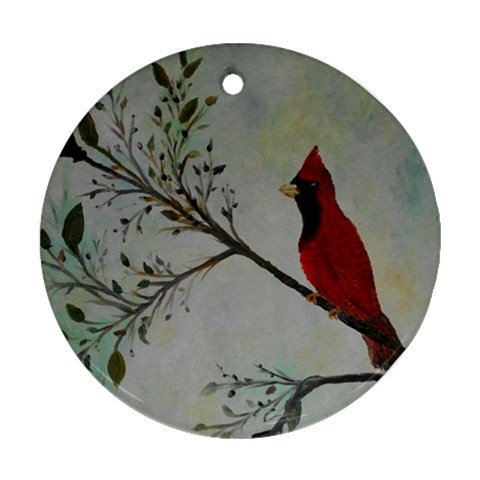 Sweet Red Cardinal Round Ornament (Two Sides) from ArtsNow.com Front