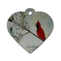 Sweet Red Cardinal Dog Tag Heart (Two Sided) from ArtsNow.com Front