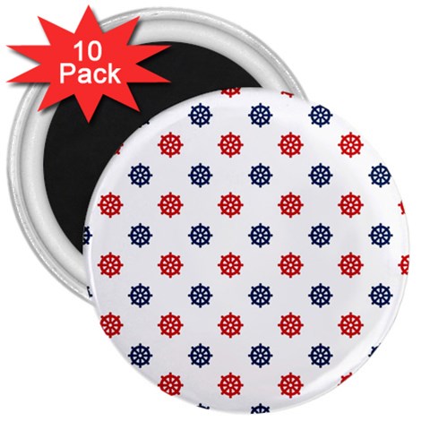 Boat Wheels 3  Button Magnet (10 pack) from ArtsNow.com Front