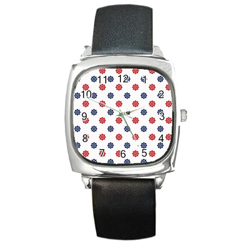 Boat Wheels Square Leather Watch from ArtsNow.com Front