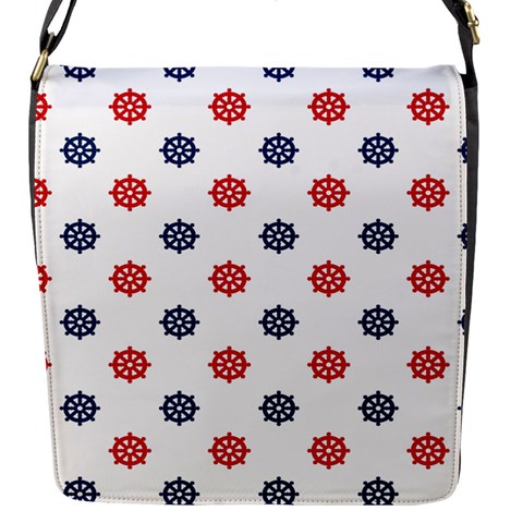 Boat Wheels Flap Closure Messenger Bag (Small) from ArtsNow.com Front