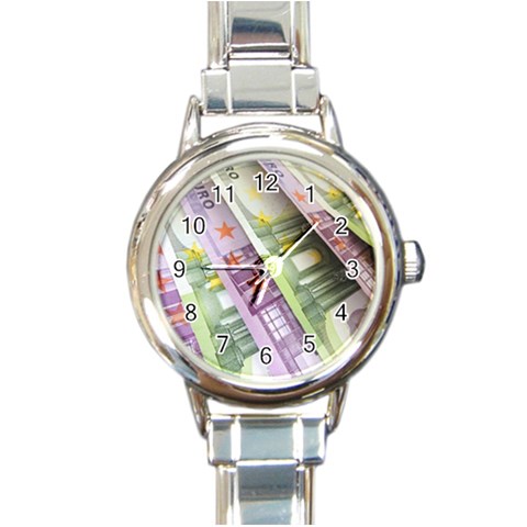 Just Gimme Money Round Italian Charm Watch from ArtsNow.com Front