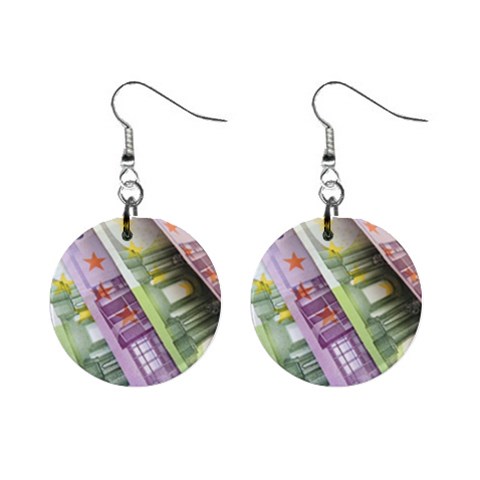 Just Gimme Money Mini Button Earrings from ArtsNow.com Front