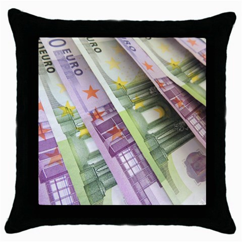 Just Gimme Money Black Throw Pillow Case from ArtsNow.com Front