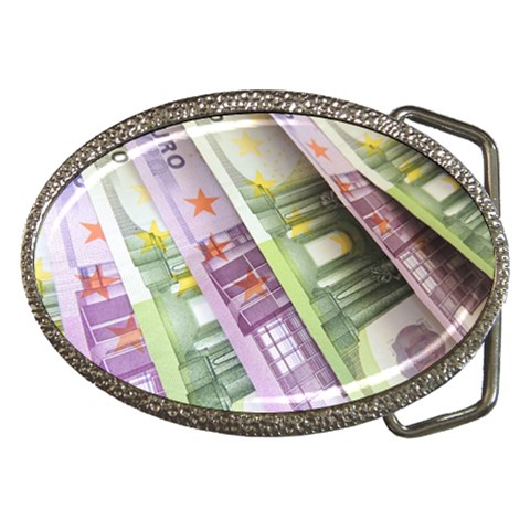 Just Gimme Money Belt Buckle (Oval) from ArtsNow.com Front