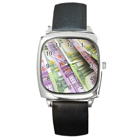 Just Gimme Money Square Leather Watch from ArtsNow.com Front