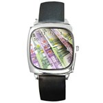 Just Gimme Money Square Leather Watch