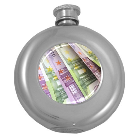 Just Gimme Money Hip Flask (Round) from ArtsNow.com Front