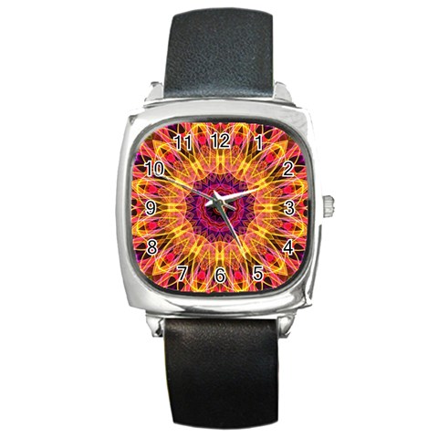 Gemstone Dream Square Leather Watch from ArtsNow.com Front