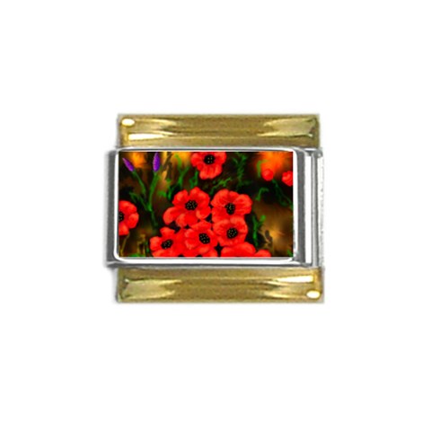 Poppies  2 Ave Hurley Ah 001 164 Png Gold Trim Italian Charm (9mm) from ArtsNow.com Front