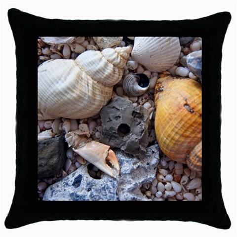 Beach Treasures Black Throw Pillow Case from ArtsNow.com Front