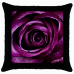 Deep Purple Rose Black Throw Pillow Case