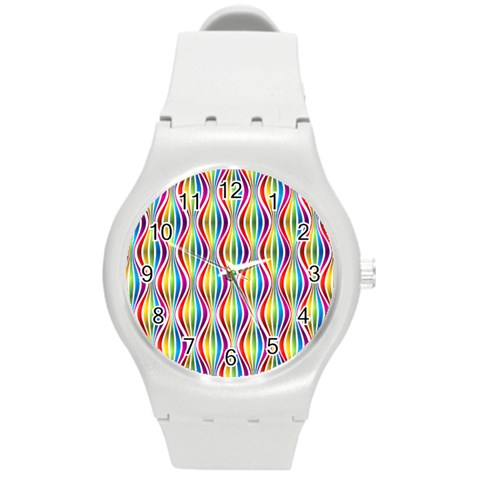 Rainbow Waves Plastic Sport Watch (Medium) from ArtsNow.com Front