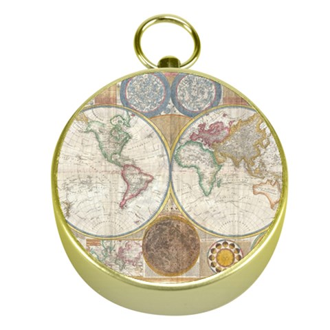 1794 World Map Gold Compass from ArtsNow.com Front