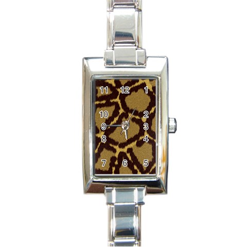 Leopard Print Design Rectangular Italian Charm Watch from ArtsNow.com Front